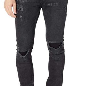GUESS MENS FOIL GRAFFITI WASH DESTROY SKINNY JEANS